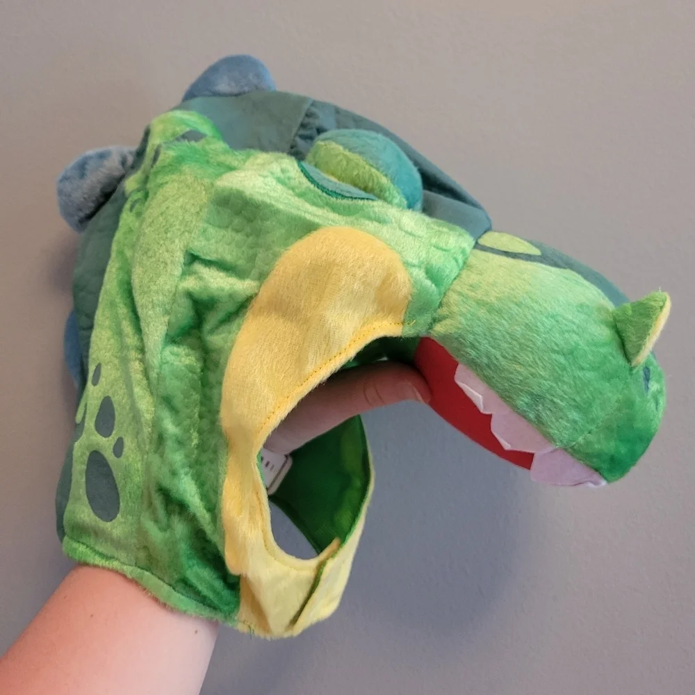Kids T Rex Dinosaur Costume Deluxe Green Outfit Hood Jumpsuit Small 5-7 Unisex